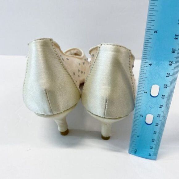 XYD Women Mid Kitten Heels Pumps Rhinestones Mesh Slip On Pointed Toe Evening Dr - Picture 5 of 7